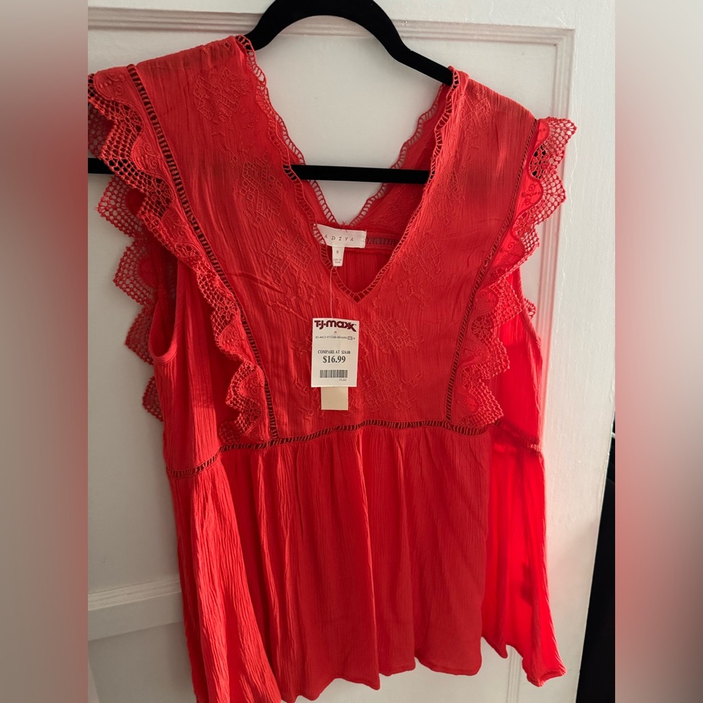 NWT Adiva Red Orange top